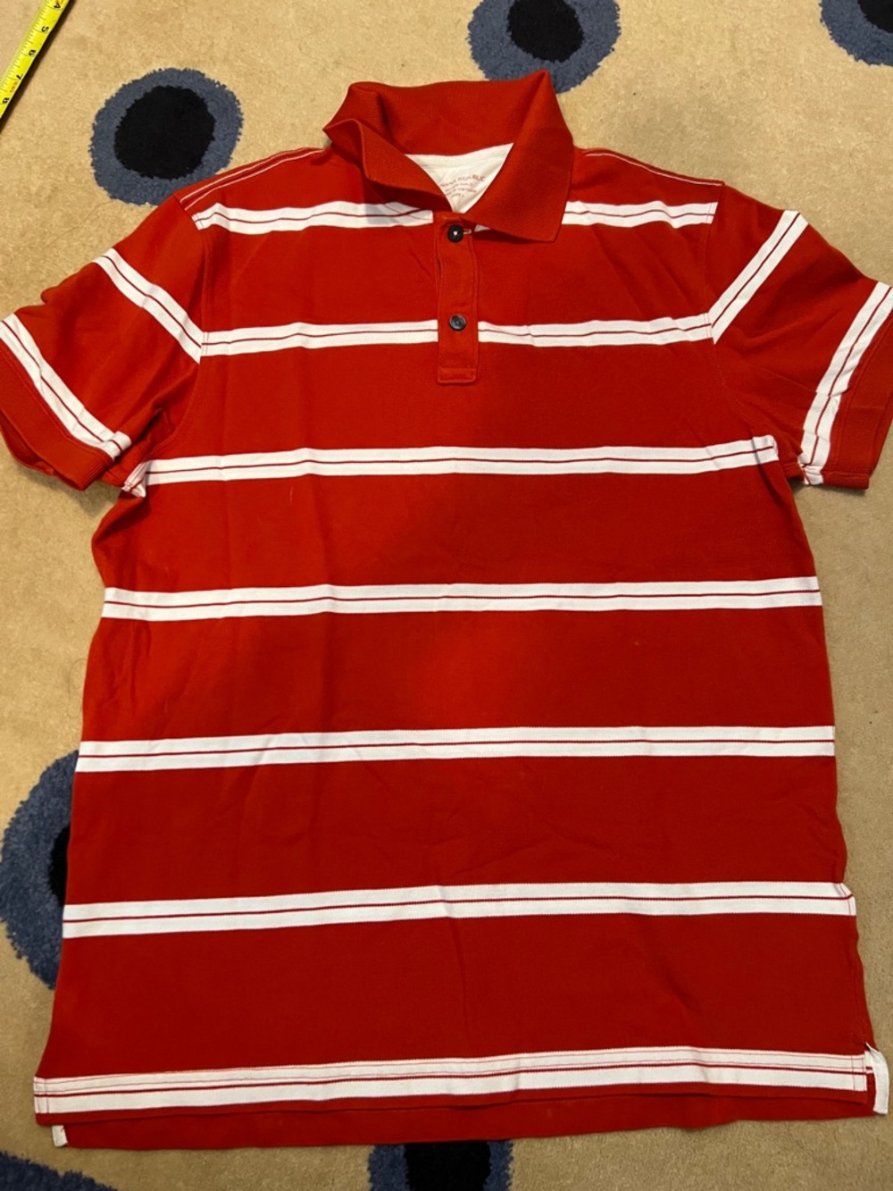 Banana Republic Men's Red Striped Polo Shirt - Classic Casual